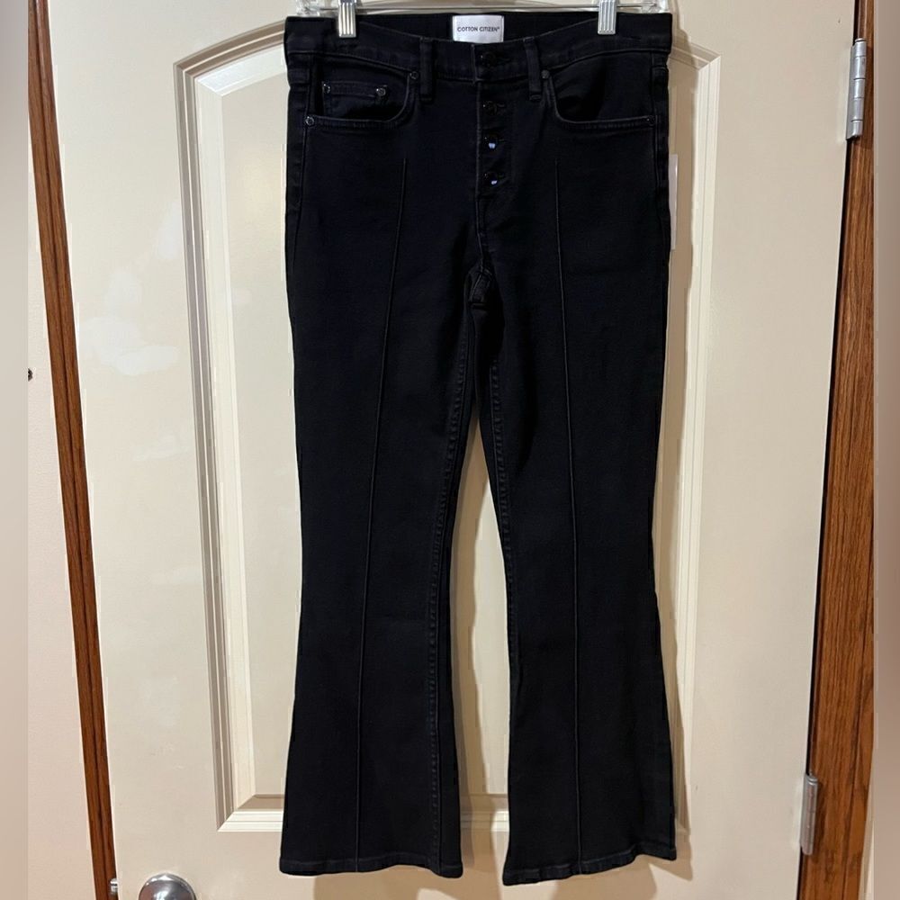 NWT COTTON CITIZEN Fly Flare Stretch Crop Jeans Black Women’s Size 26